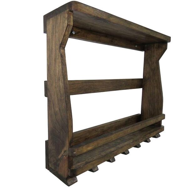 Adega De Parede Em Madeira Pinus Para 6 Garrafas E 6 Taças Ipê