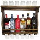 Adega De Parede Em Madeira Pinus Para 6 Garrafas E 6 Taças Ipê