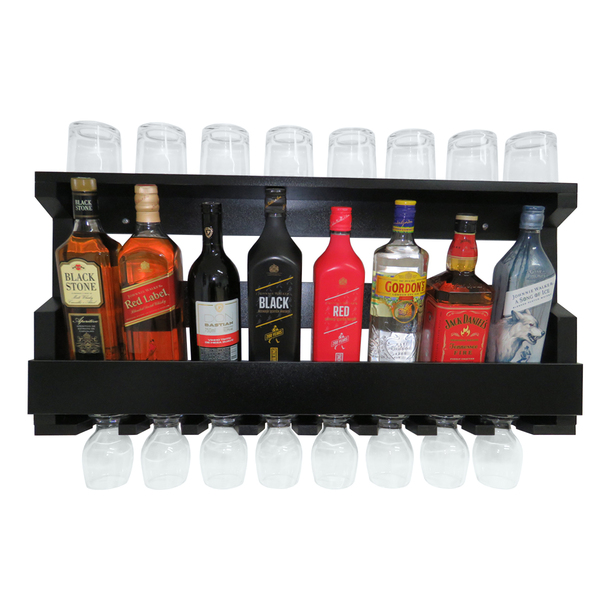 Adega De Parede Em Mdf Inclinada Para 8 Garrafas E 8 Taças Pr