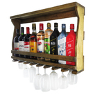 Adega De Parede Madeira Pinus Ipê P/ 9 Garrafas E 8 Taças