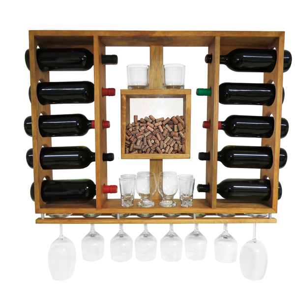 Adega De Vinho Em Madeira Pinus Com Porta Rolhas Para 10 Garr