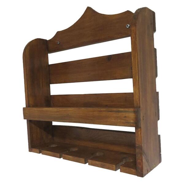 Adega De Vinho Em Madeira Pinus Para 4 Garrafas E 4 Taças