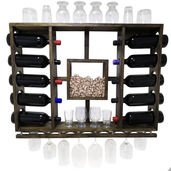 Adega De Vinho Em Madeira Porta Rolhas Para 10 Garrafas Ipê