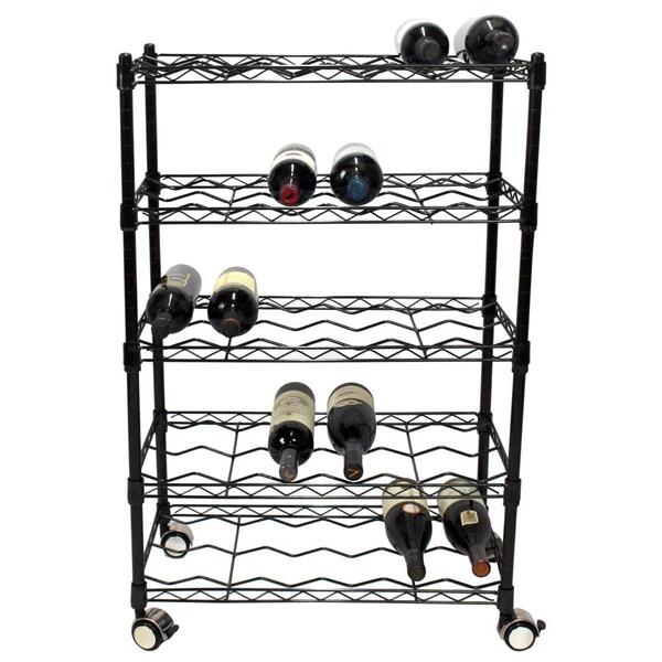 Adega Estante Arame Aço Preto 3 Prateleiras 27 Garrafas Vinho