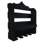 Adega Para 4 Garrafas E 4 Taças Madeira Rustica Preta