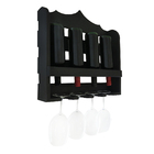 Adega Para 4 Garrafas E 4 Taças Madeira Rustica Preta