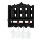 Adega Para 4 Garrafas E 4 Taças Madeira Rustica Preta