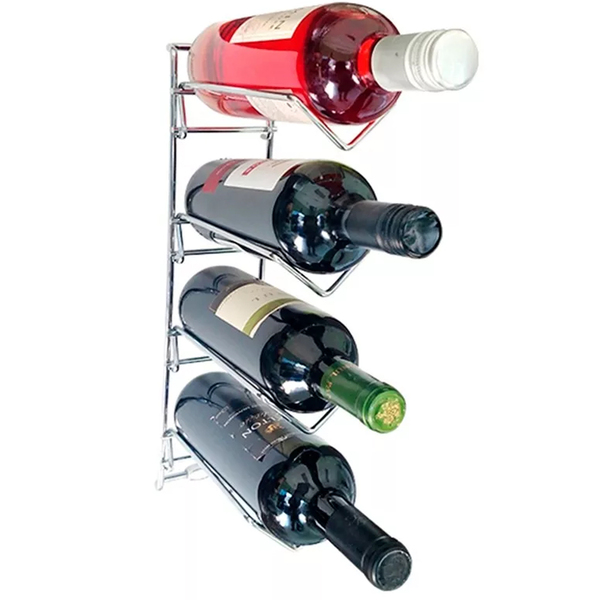 Adega Para Parede Aramado Cromado Suporte 4 Garrafas Vinho