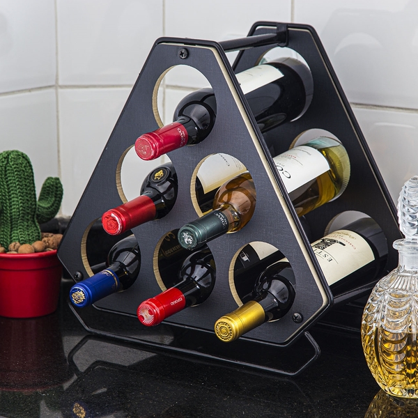 Adega Rack Para Vinhos 6 Garrafas Black Termoplastificada