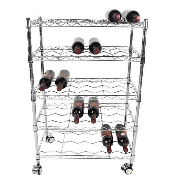 Adega Suporte Porta 30 Garrafas Vinho Chão Cromada