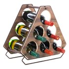 Adega Triangular De Bancada 6 Garrafas Aço Corten/castanho