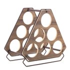 Adega Triangular De Bancada 6 Garrafas Aço Corten/castanho