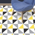 Adesivo  Piso Ladrilho Geométrico Amarelo Cinza E Preto