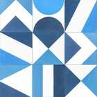 Adesivo  Piso Ladrilho Mosaico Azul Lavável Antiderrapante