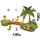 Adesivo Animais Do Zoo Ilhas E Ponte 1x1,4m