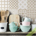 Adesivo Azulejo Bege E Branco - Cozinha Banheiro 16 Unidades