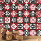 Adesivo Azulejo Grego Vermelho Lavável Mandala Para Cozinha