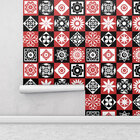 Adesivo Azulejo Grego Vermelho Lavável Mandala Para Cozinha