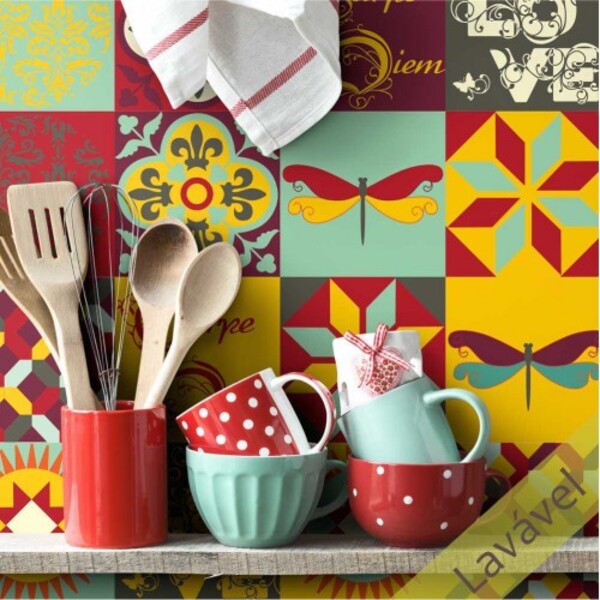 Adesivo Azulejo Mistura Linda - Cozinha Banheiro 16 Unidades