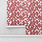 Adesivo Azulejo Pastilhas Em Tons De Vermelho Rosa E Branco P