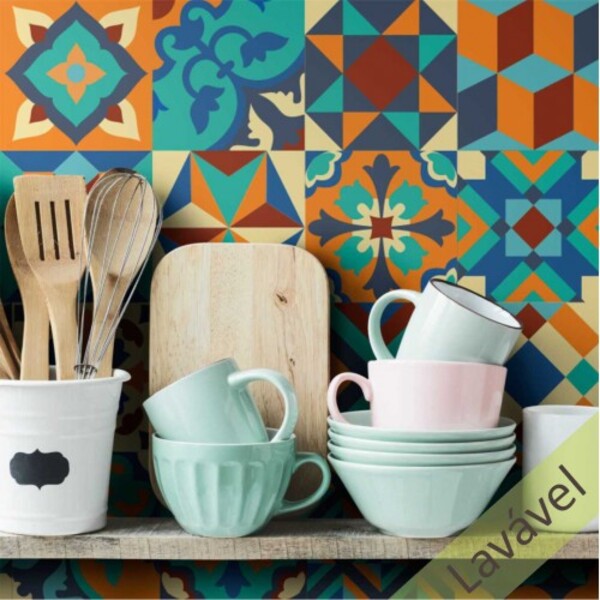 Adesivo Azulejo Valparaiso - Cozinha Banheiro 16 Unidades