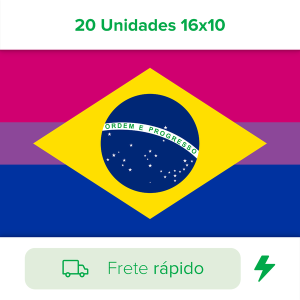 Adesivo Bandeira Do Brasil Bissexual 20 Unidades 16x10 Carro