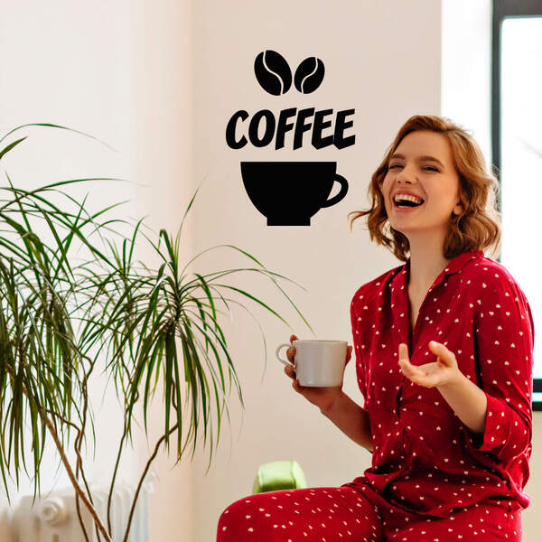 Adesivo Cantinho Do Café Coffee Grãos Preto