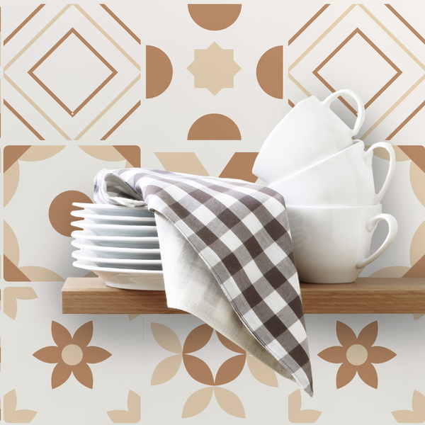 Adesivo de Azulejo 10x10 para Cozinha Marrom Mocha