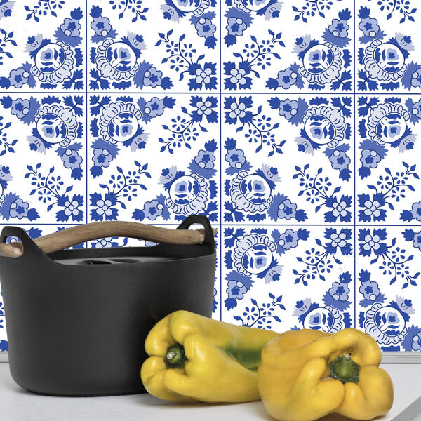 Adesivo de Azulejo Azul Alva 10x10 cm com 50un