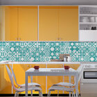 Adesivo de Azulejo Azul Turquesa Caribe 10x10 cm com 100un