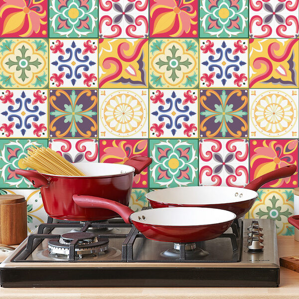Adesivo de Azulejo Carmesim Colorido 15x15 cm com 36un