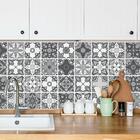 Adesivo De Azulejo Cinza Mandala 15x15cm Com 18un