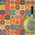 Adesivo de Azulejo Colorido Flores 10x10 cm com 100un