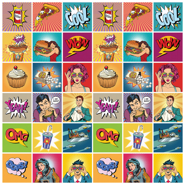 Adesivo de Azulejo Cozinha Pop Art Food 10x10cm 50un