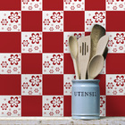 Adesivo de Azulejo Floral Vermelho 20x20 cm com 12un