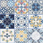 Adesivo De Azulejo Hidráulico Em Tons Marcantes De Azul