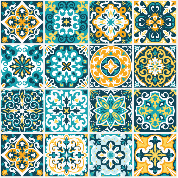 Adesivo de Azulejo Hidráulico Rococó 10x10cm com 100un