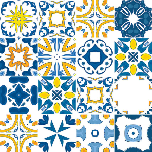 Adesivo De Azulejo - Ladrilho Hidráulico - 10cm X 10cm - 16un