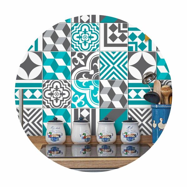 Adesivo De Azulejo Mix Peniche - Mix Peniche Turquesa