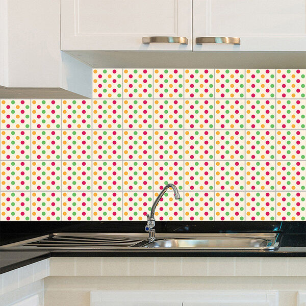 Adesivo De Azulejo - Polka Dots - Bolinhas - 20cm X 20cm - 24