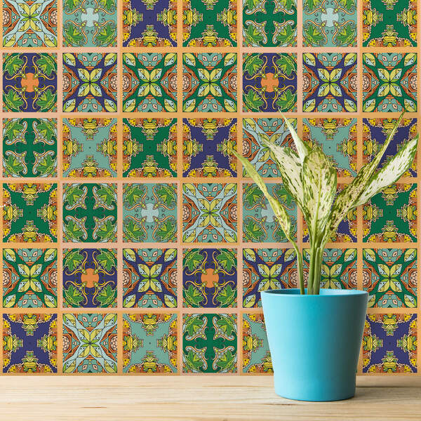 Adesivo de Azulejo Verde e Marrom Outono 10x10 100un