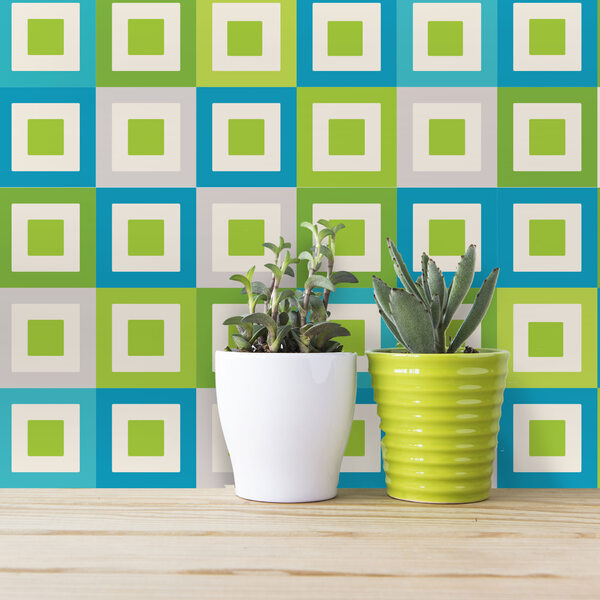 Adesivo de Azulejo Verde Geométrico Equilíbrio 10x10 100un