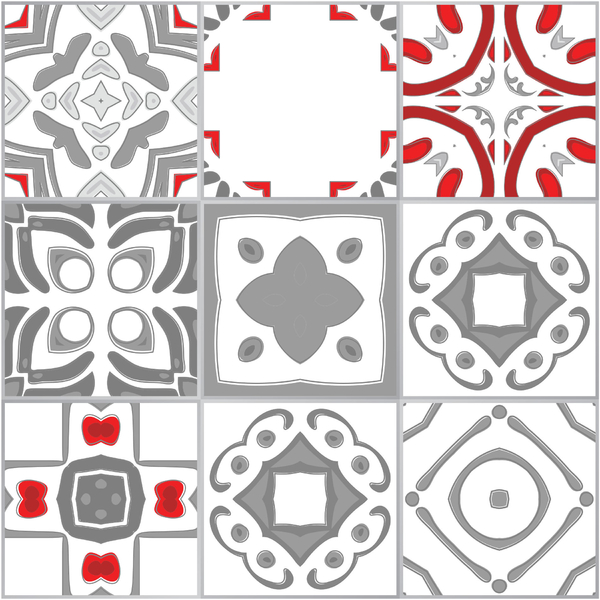 Adesivo de Azulejo Vermelho Cinza Vigo 20x20cm 24un