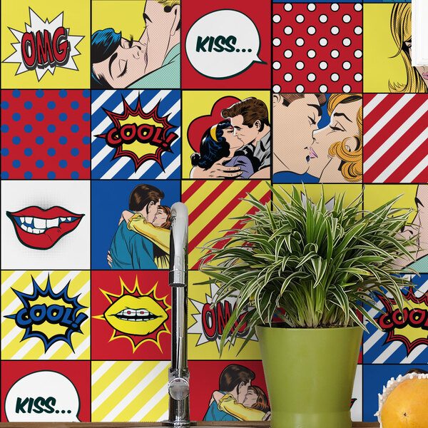 Adesivo de Azulejo Vintage Pop Art 15x15 para Cozinha 36un