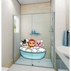 Adesivo De Box Animais Fofinhos No Banho Mod01 Medida:50 X 37
