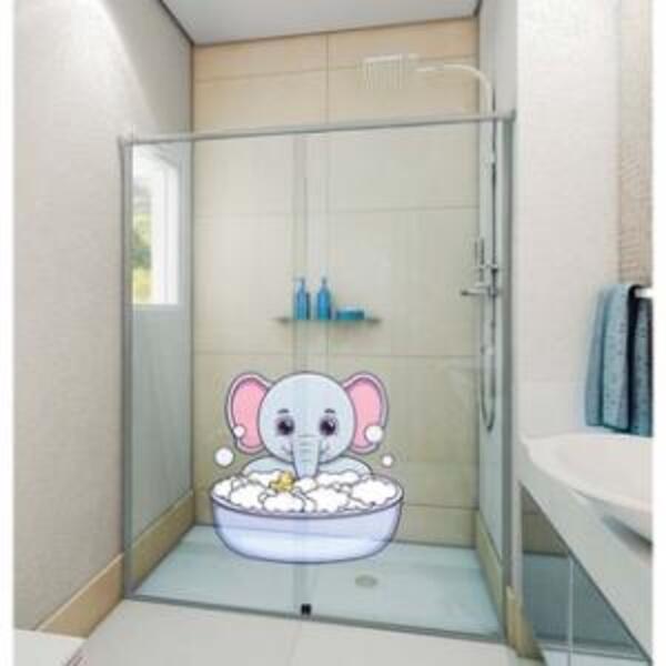 Adesivo De Box Elefante No Banho 70 X 70 Cm