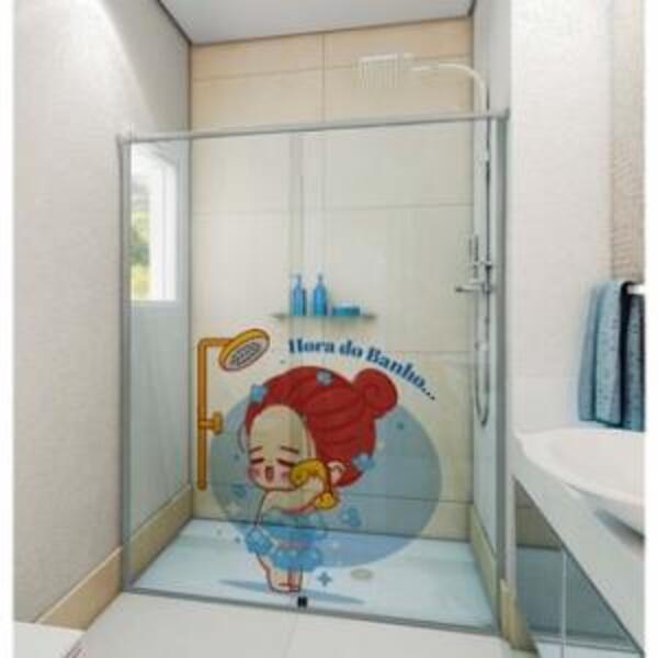 Adesivo De Box Hora Do Banho Medida:46 X 50 Cm
