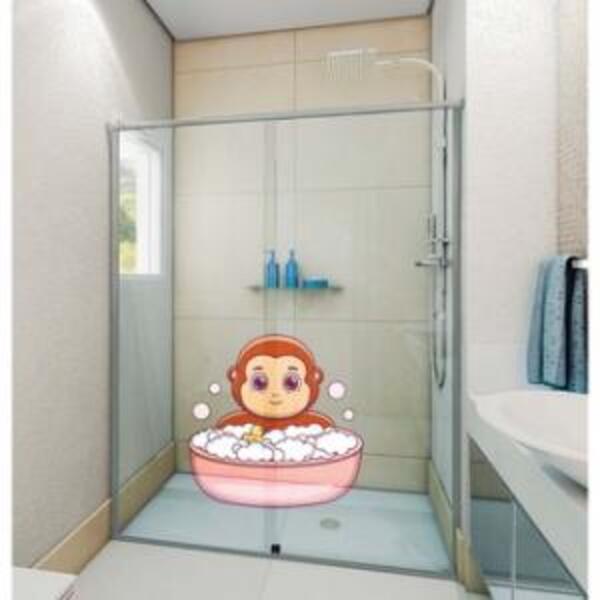 Adesivo De Box Macaquinho  No Banho Medida:70 X 70 Cm