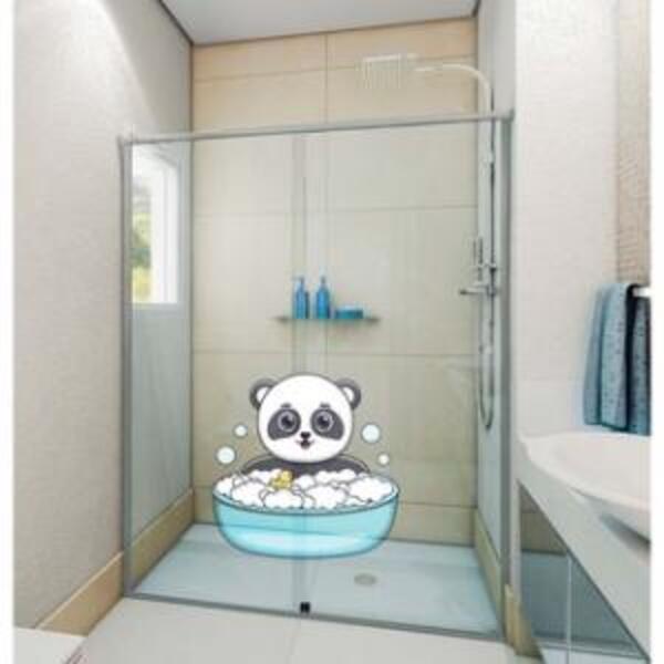 Adesivo De Box Panda No Banho Medida:60 X 60 Cm
