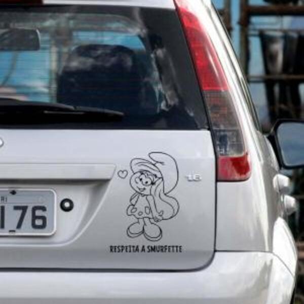 Adesivo De Carro Smurfette Mod 1 *atenção As Medidas*